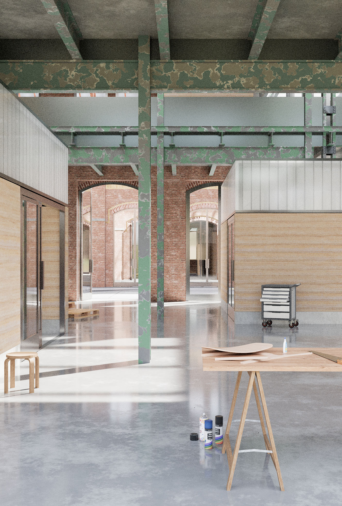 Platz für Zukunft - Rendering Werkstatt - Janek von Zabern - Masterthesis Maschinenfabrik Philipp Swiderski Leipzig