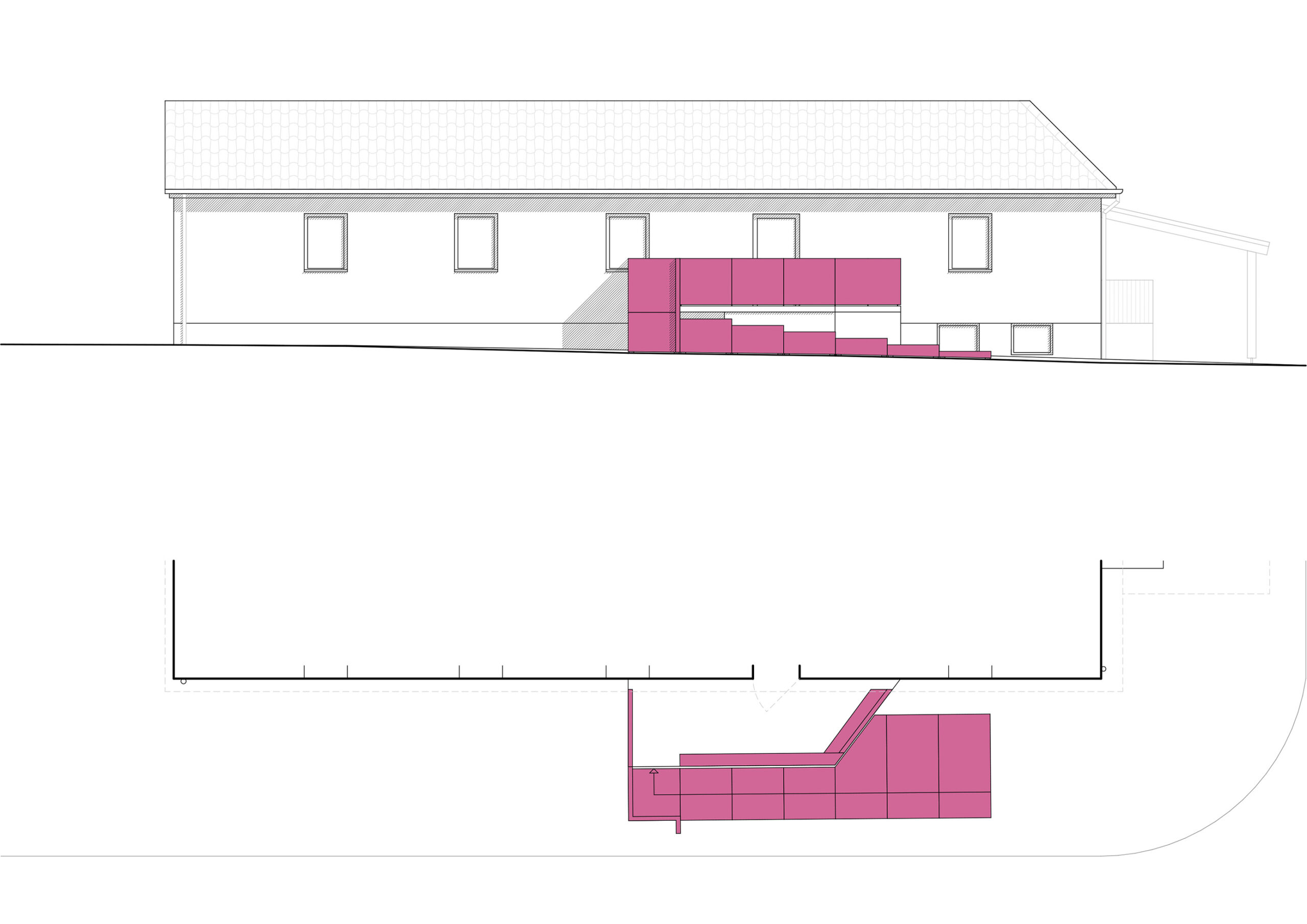 Bauhütte Sundhausen - Grundriss und Ansicht - Janek von Zabern - IBA Thüringen